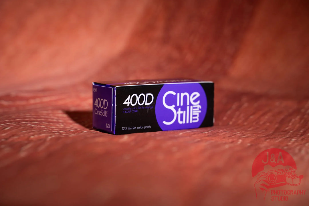 Cinestill 400D 120 film roll for medium format analog photography with vibrant cinematic colors
