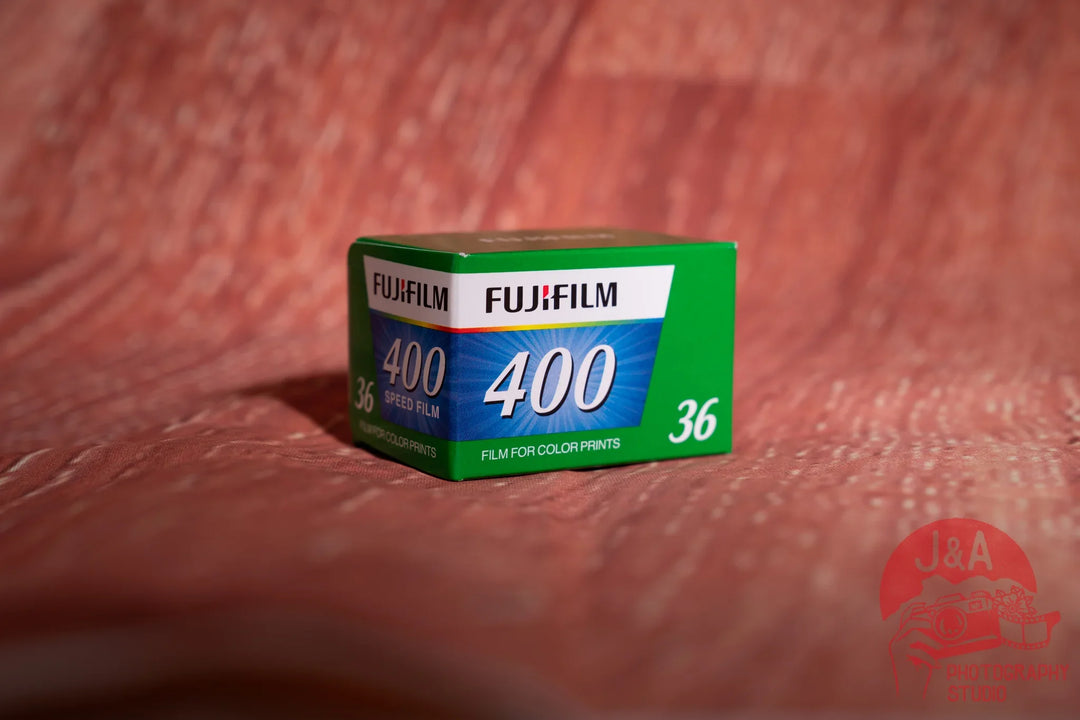 High-quality product image of Fujifilm 400 35mm film roll, versatile colour negative film ideal for vibrant tones, fine grain, and everyday photography.