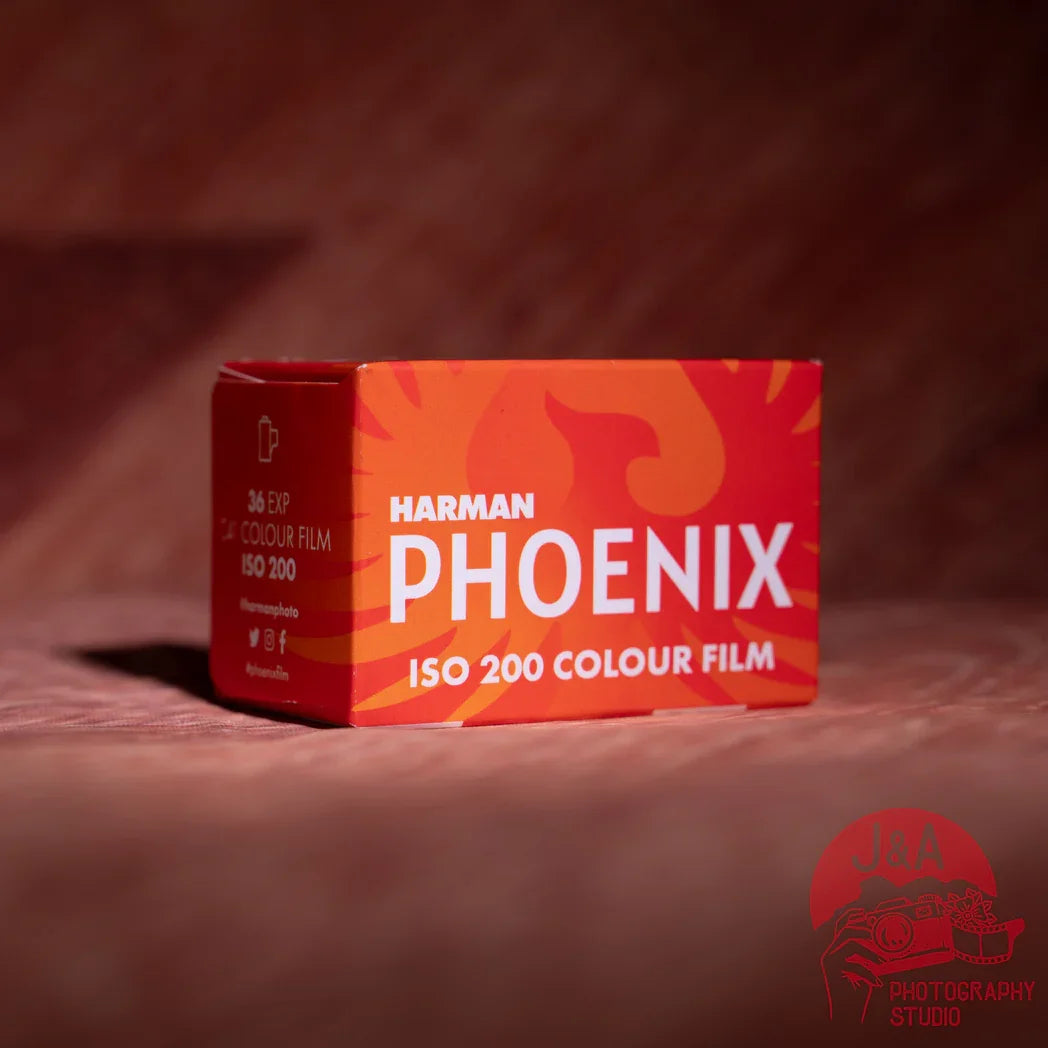 Harman Phoenix 200 35mm colour negative film roll, British-made by Ilford Harman