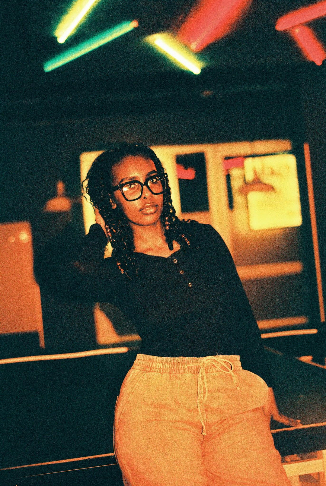 Colour portrait taken on Ilford Harman Red 125 35mm film roll