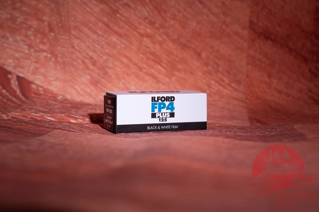 Ilford FP4 125 120 film roll by Ilford FP4 Plus for black and white medium format photography