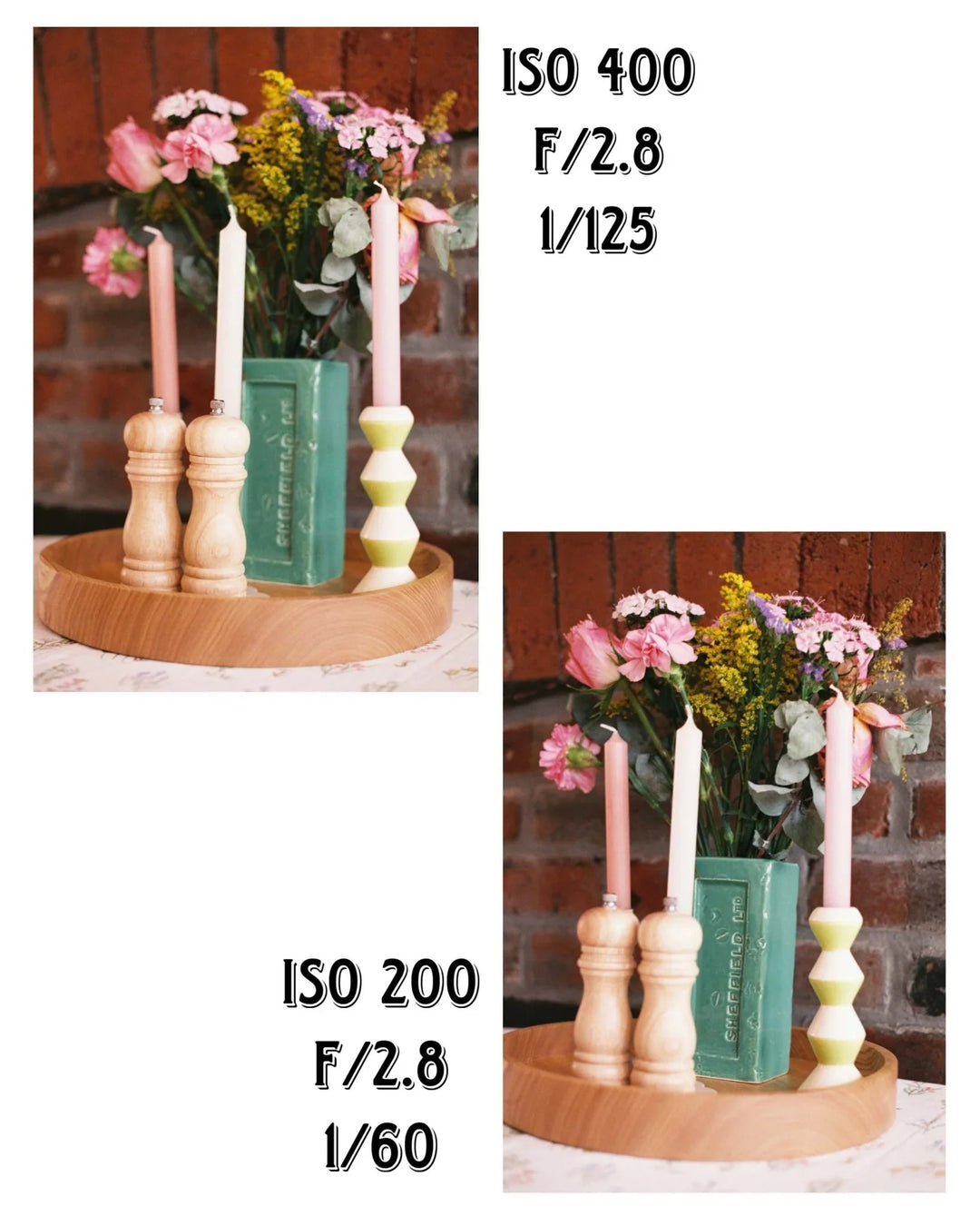 Creative analog photo captured with Fuji XTRA 400 35mm film, different iso comparison