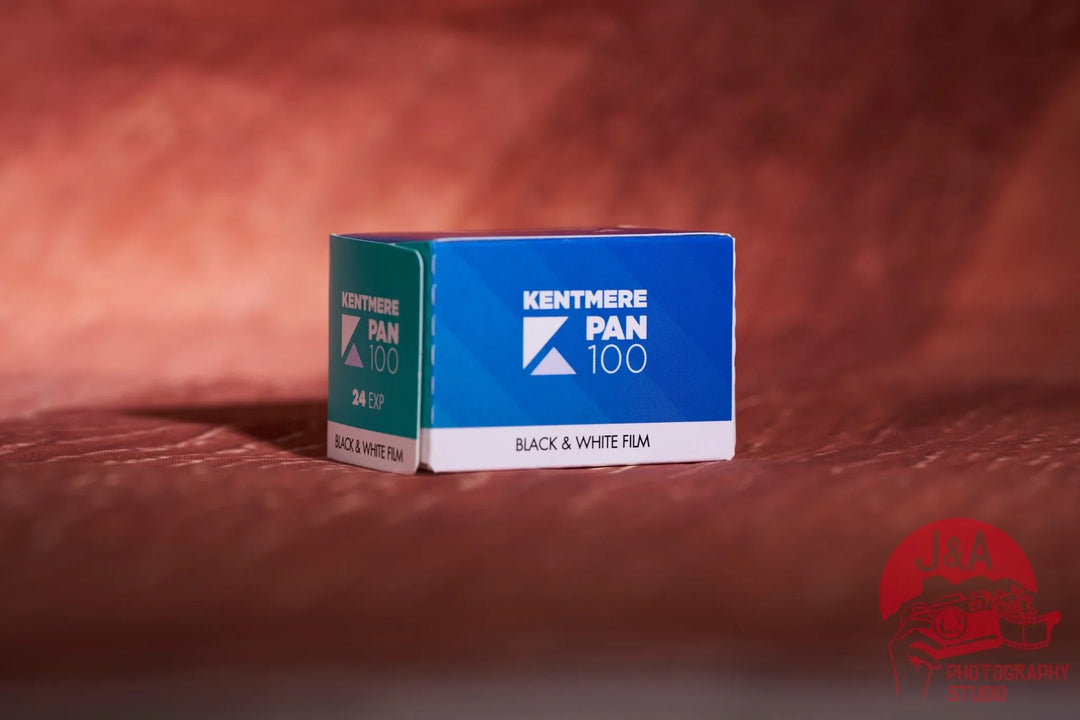 Kentmere Pan 100 35mm black and white film roll for sharp, fine grain analog photography