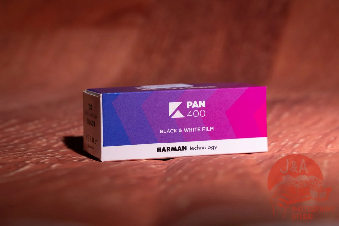 Kentmere 400 120 roll film for medium format black and white photography with fine grain and rich tonal contrast