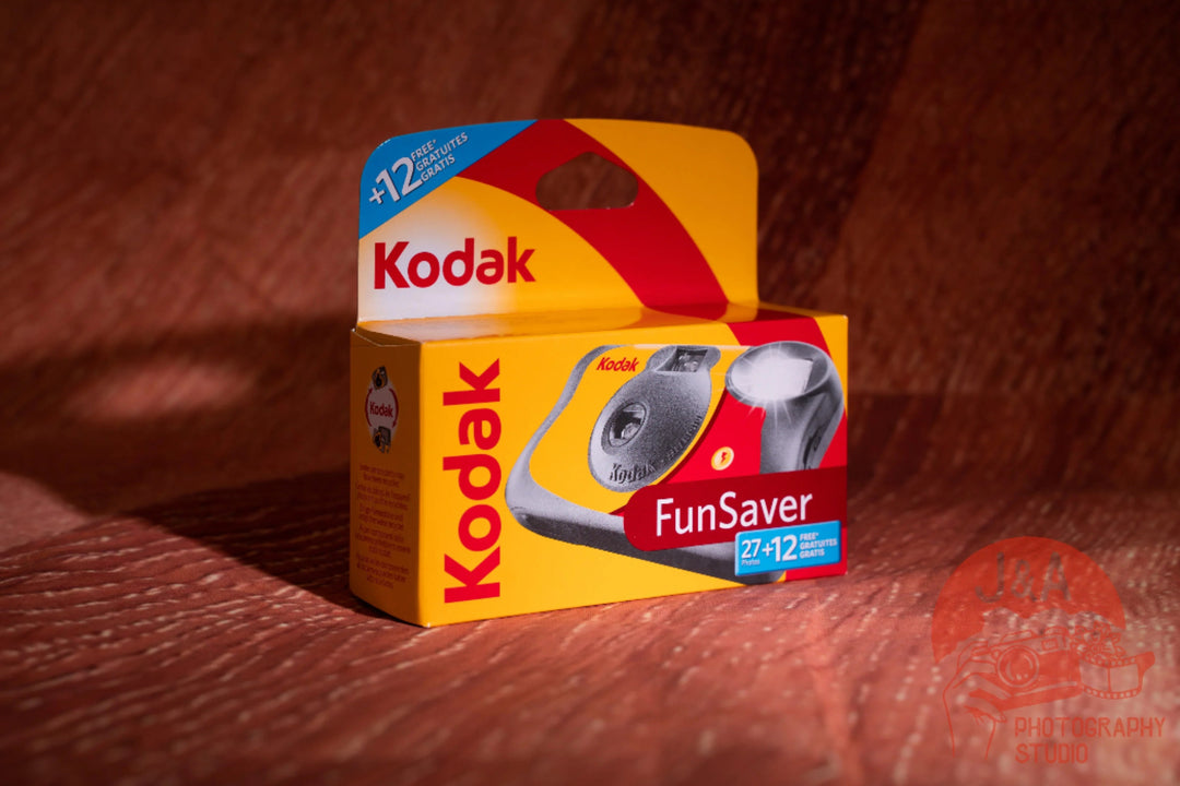 Kodak FunSaver disposable 35mm camera with built-in flash for easy point-and-shoot film photography