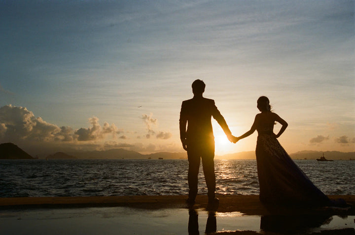 Wedding portrait captured on Kodak Professional Portra 400 film, highlighting natural skin tones and soft, elegant colours in beautiful daylight.