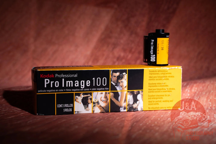 Product image of Kodak ProImage 100 35mm film roll, a colour negative film offering natural tones, fine grain, and professional-quality results, 5 rolls